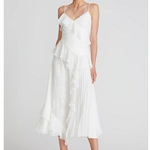 Theia Astrid Tea-Length Ruffle Cami Dress